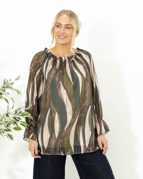 Lisbeth rundhals overdel, Khaki