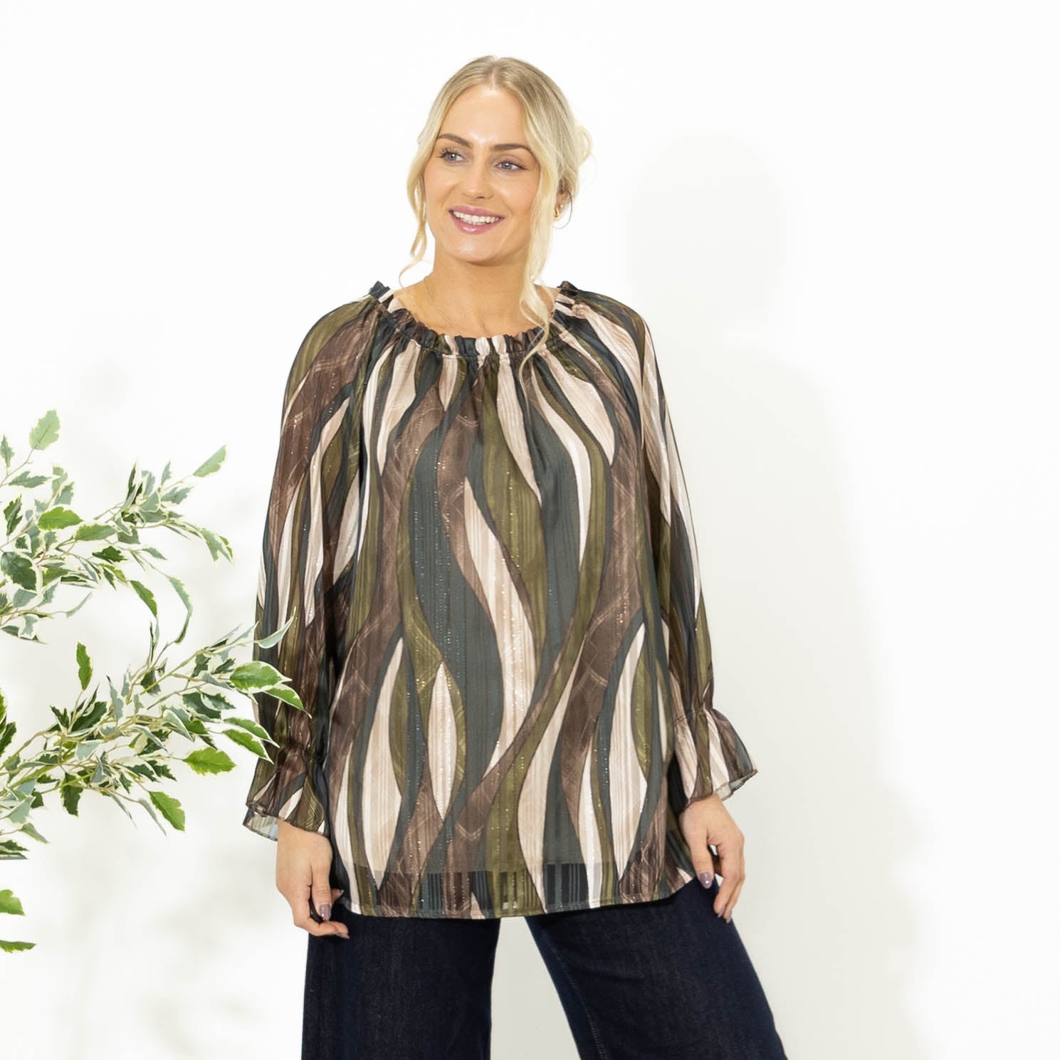 Lisbeth rundhals overdel, Khaki