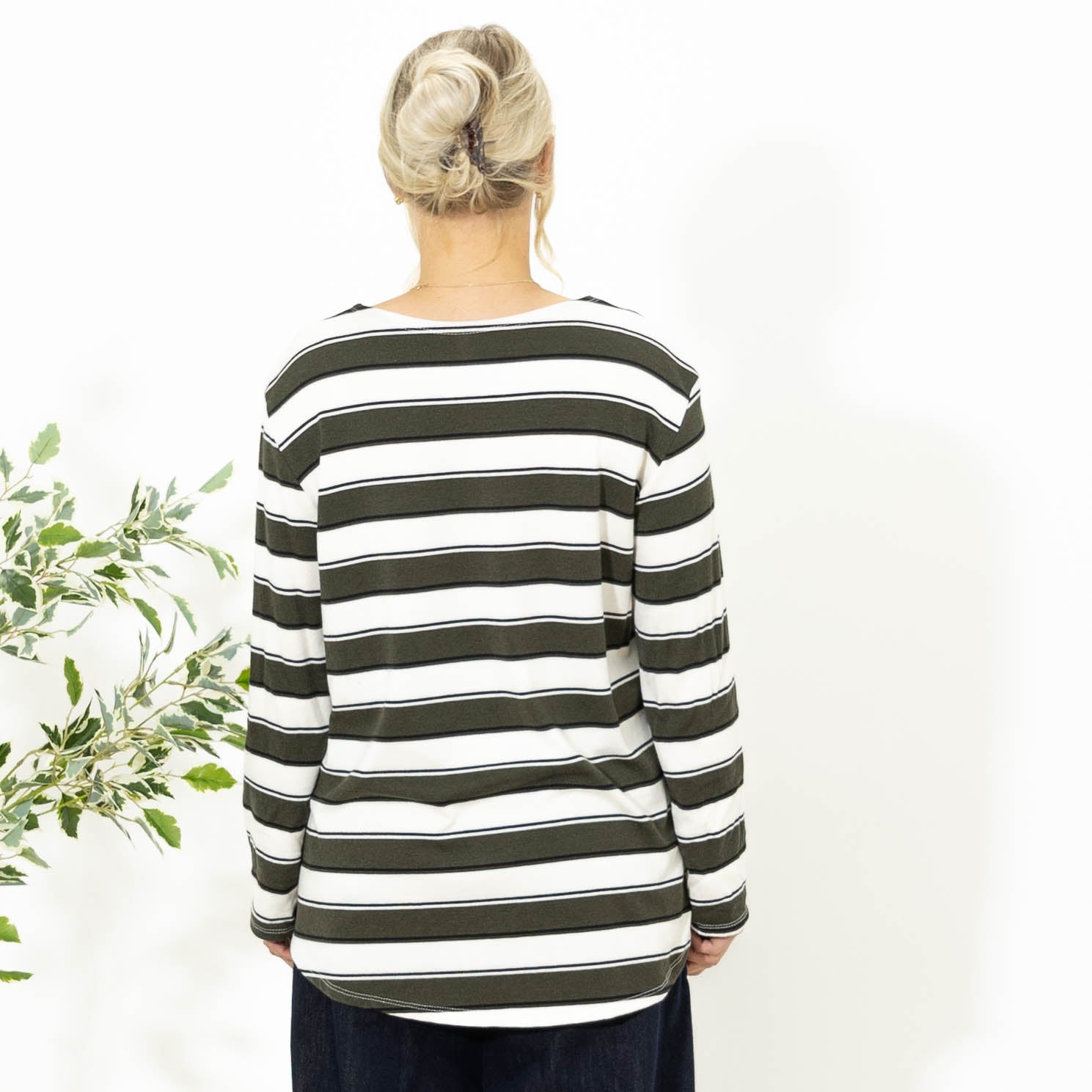 Ilsa stribet viskose strik, Khaki