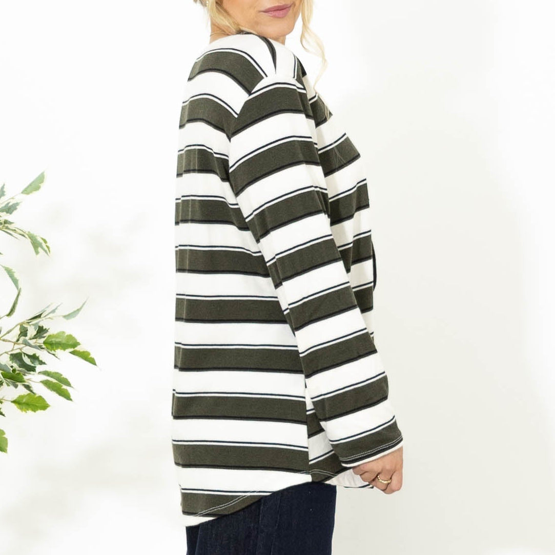 Ilsa stribet viskose strik, Khaki