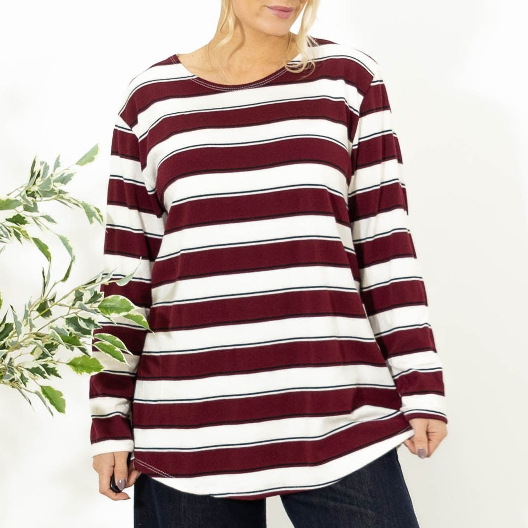 Ilsa stribet viskose strik, Bordeaux