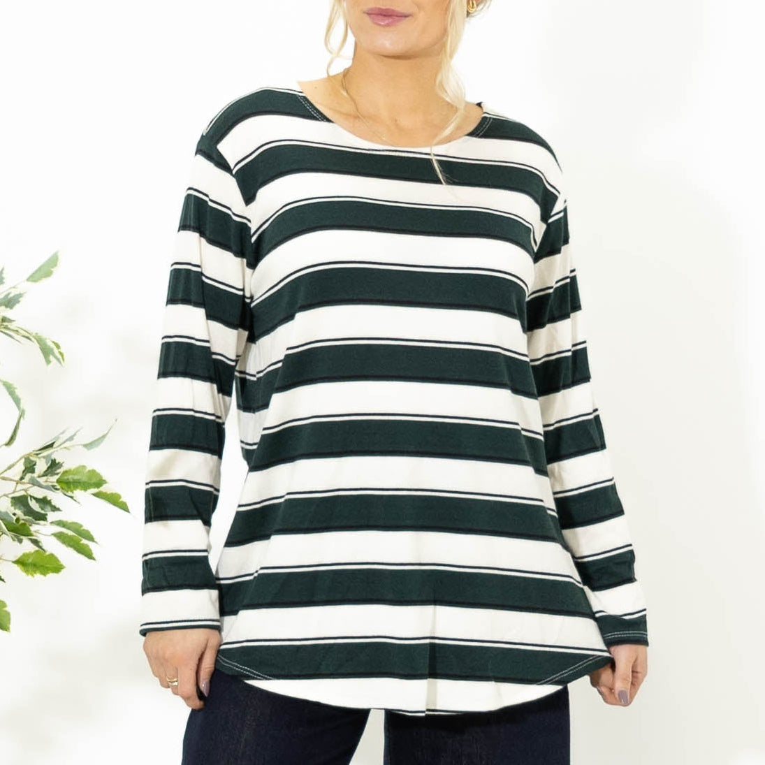 Ilsa stribet viskose strik, Flaskegrøn