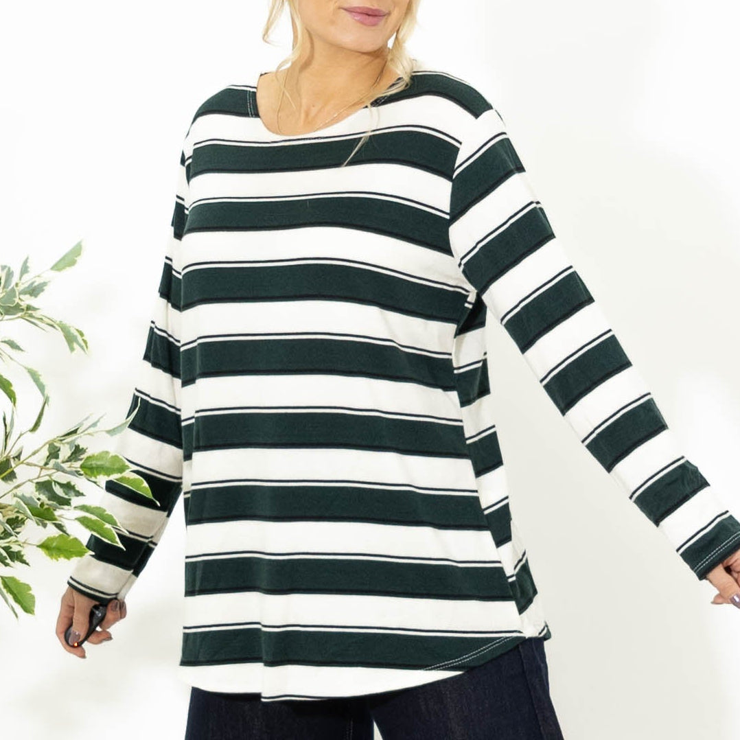 Ilsa stribet viskose strik, Flaskegrøn