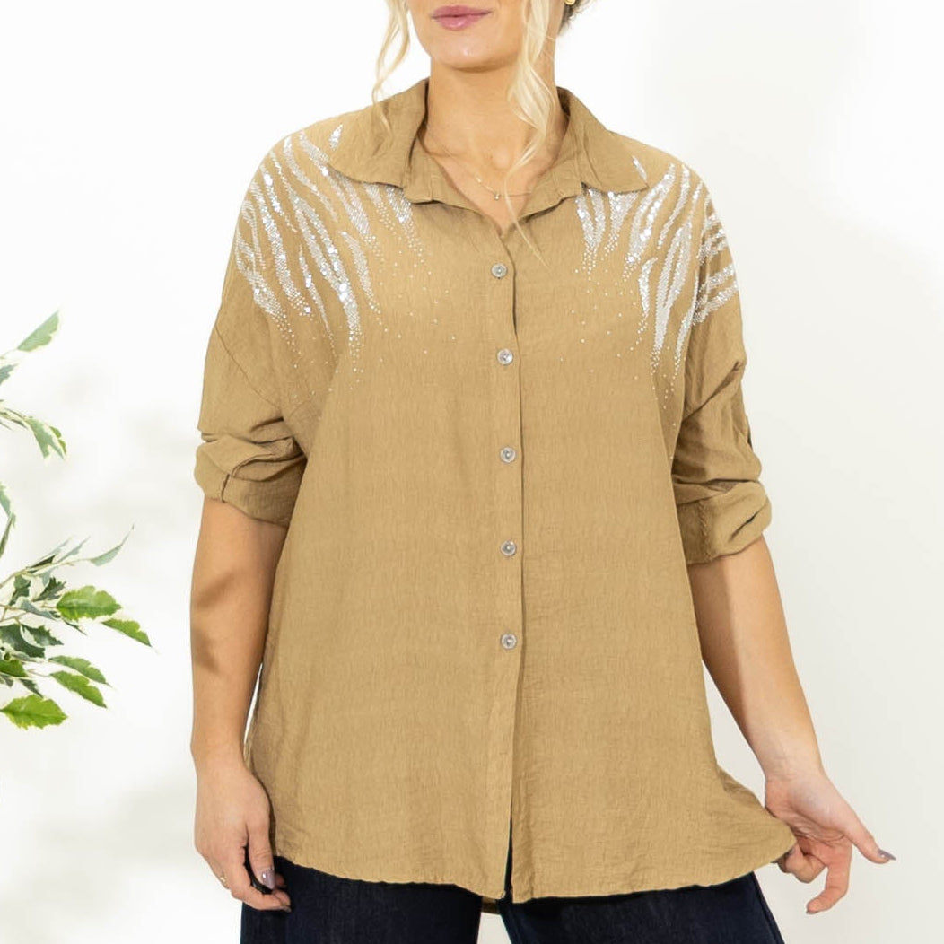 Ginny viskose skjorte, Camel