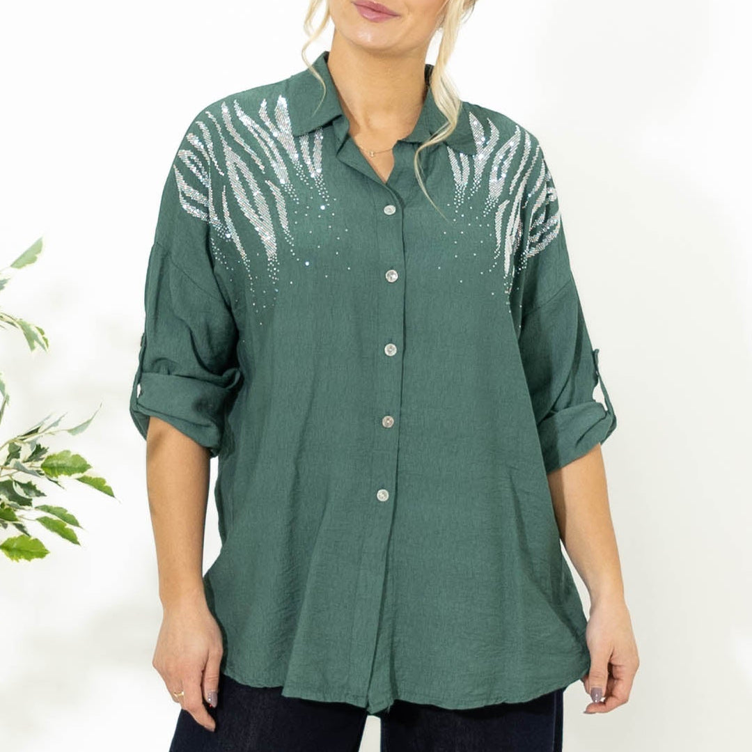 Ginny viskose skjorte, Emerald grøn