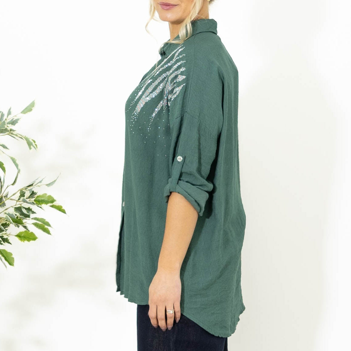 Ginny viskose skjorte, Emerald grøn