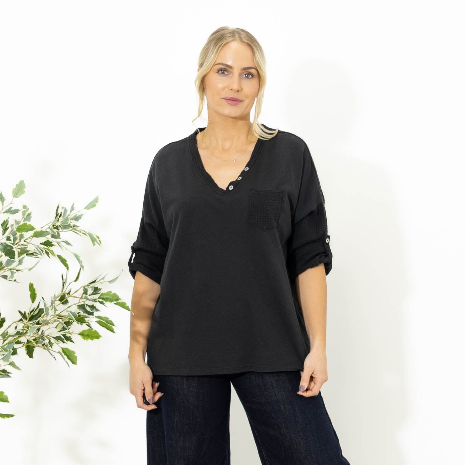 Nelly langærmet t-shirt, Sort