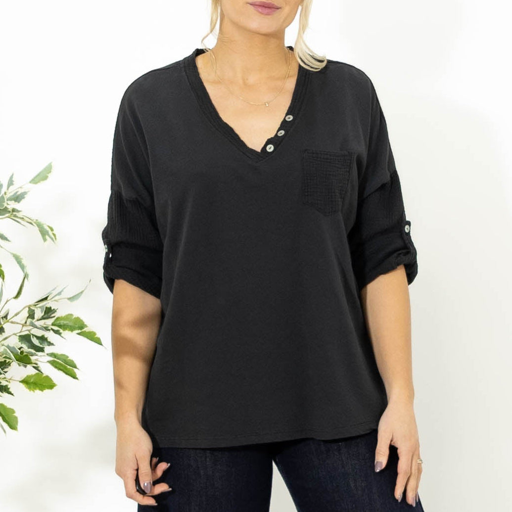 Nelly langærmet t-shirt, Sort