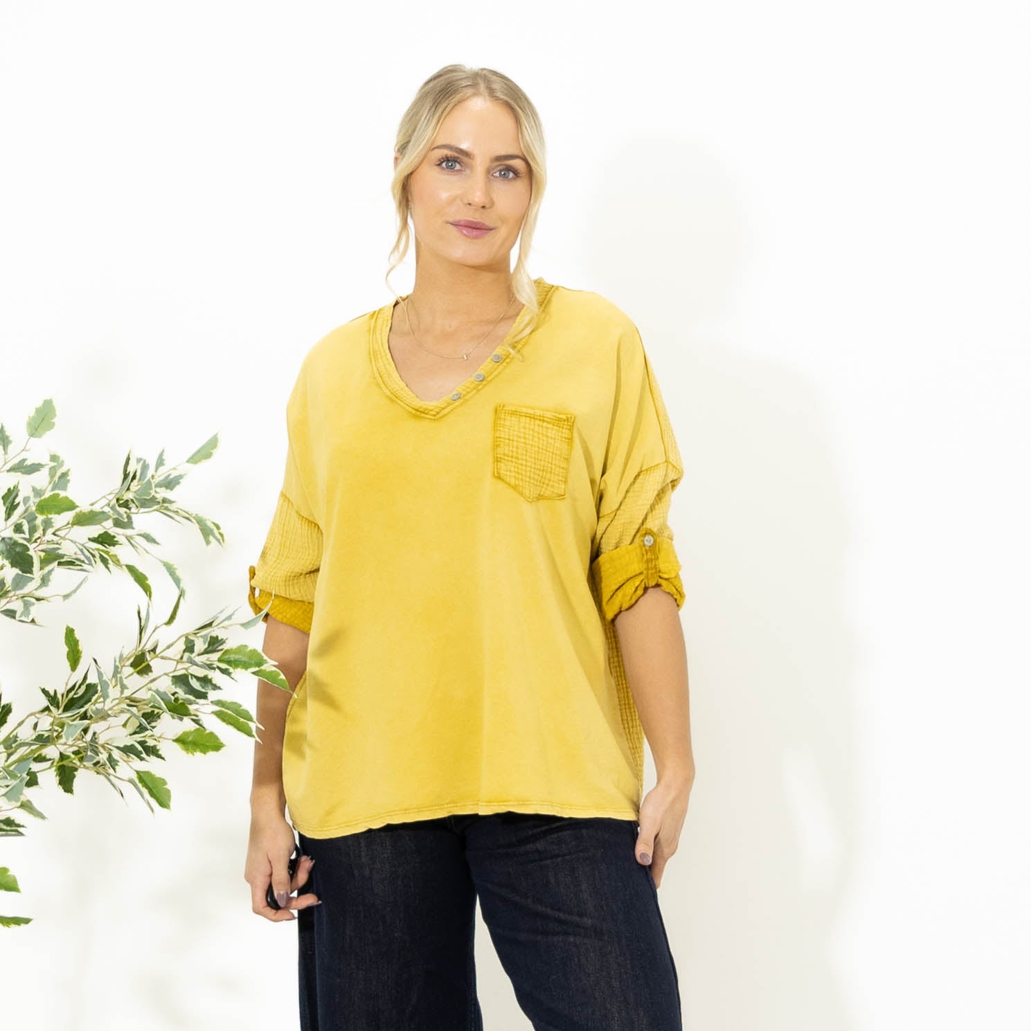 Nelly langærmet t-shirt, Sennep