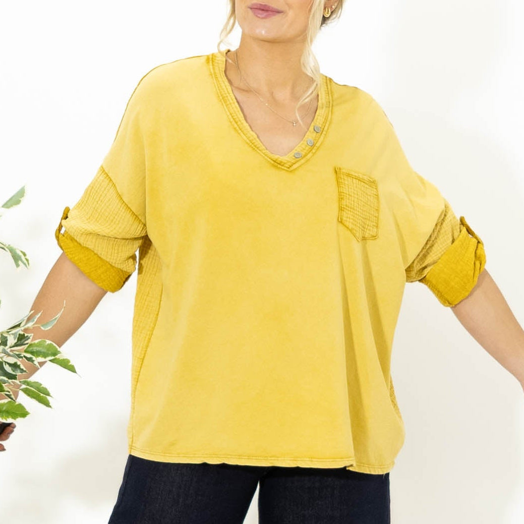 Nelly langærmet t-shirt, Sennep