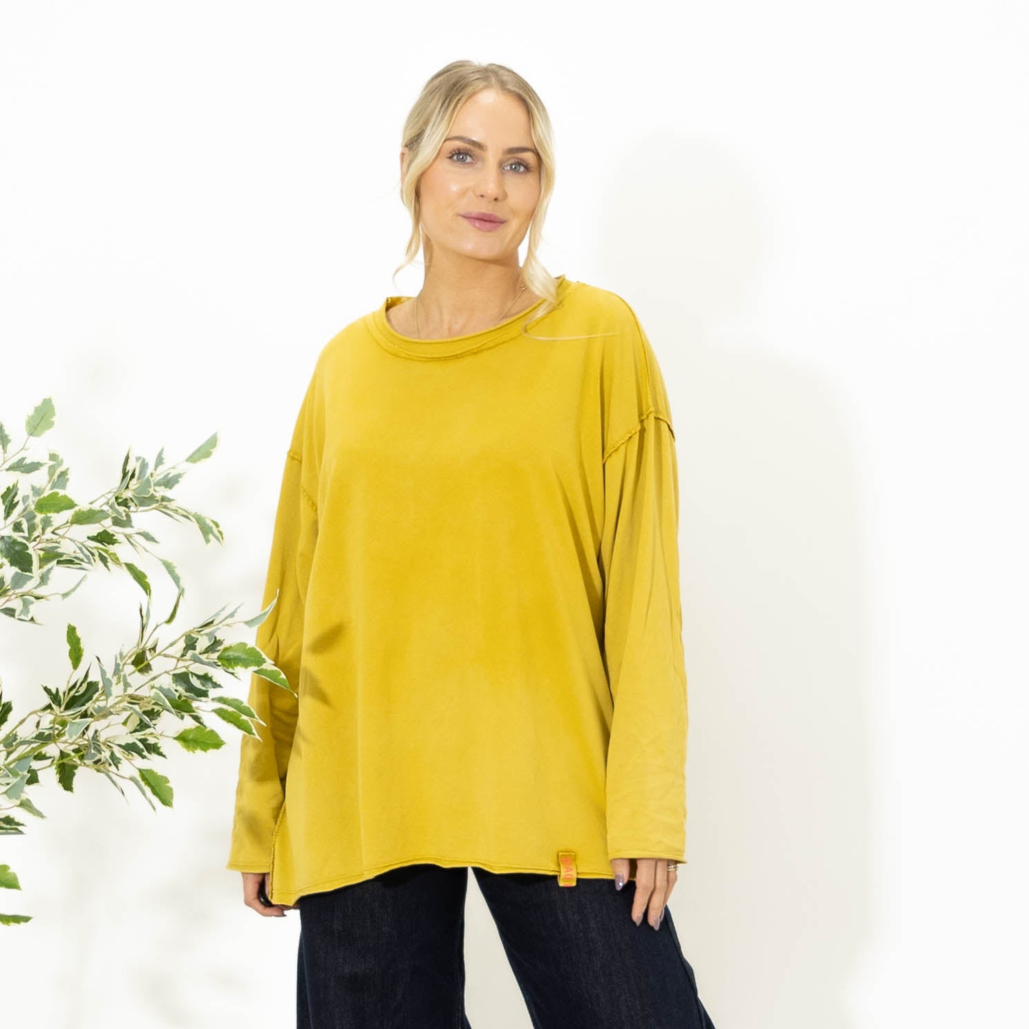 Alberte langærmet t-shirt, Sennep