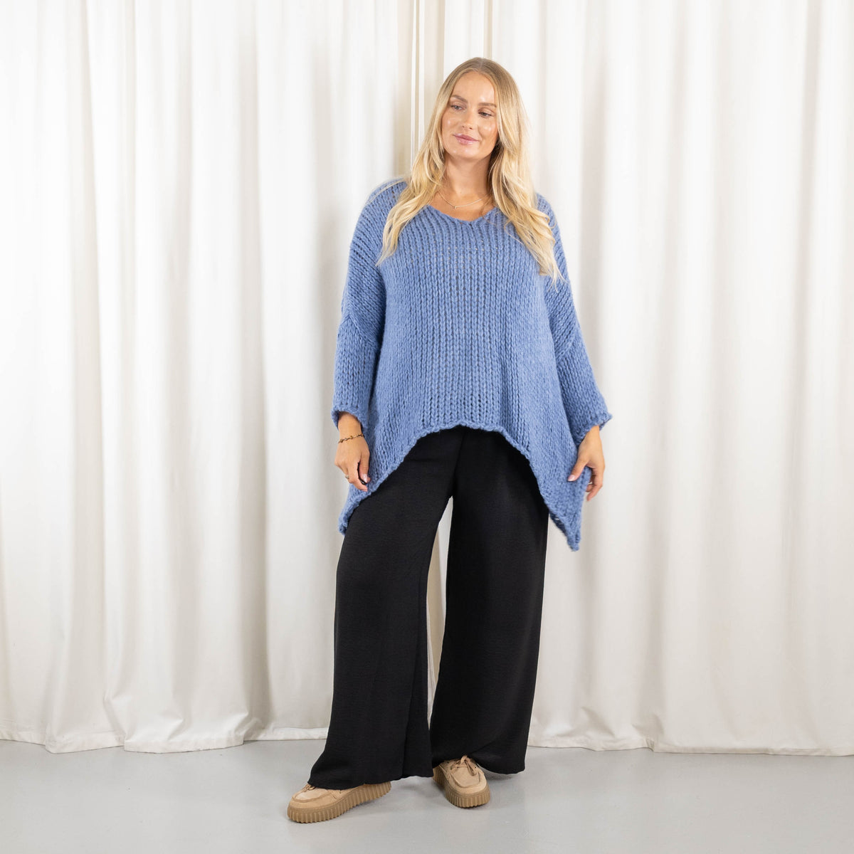 Savanna strik, Denim blå