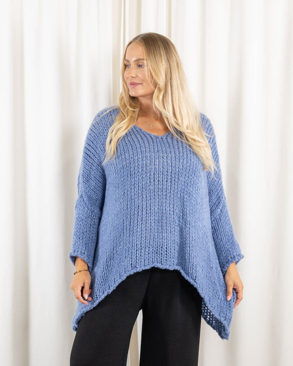 Savanna strik, Denim blå
