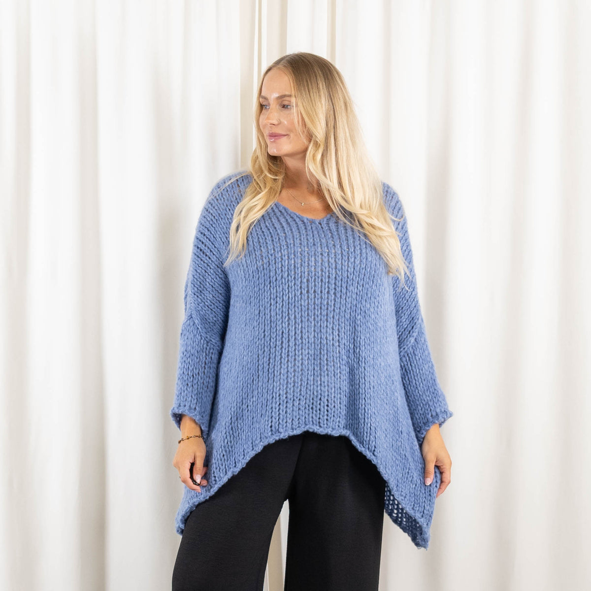 Savanna strik, Denim blå