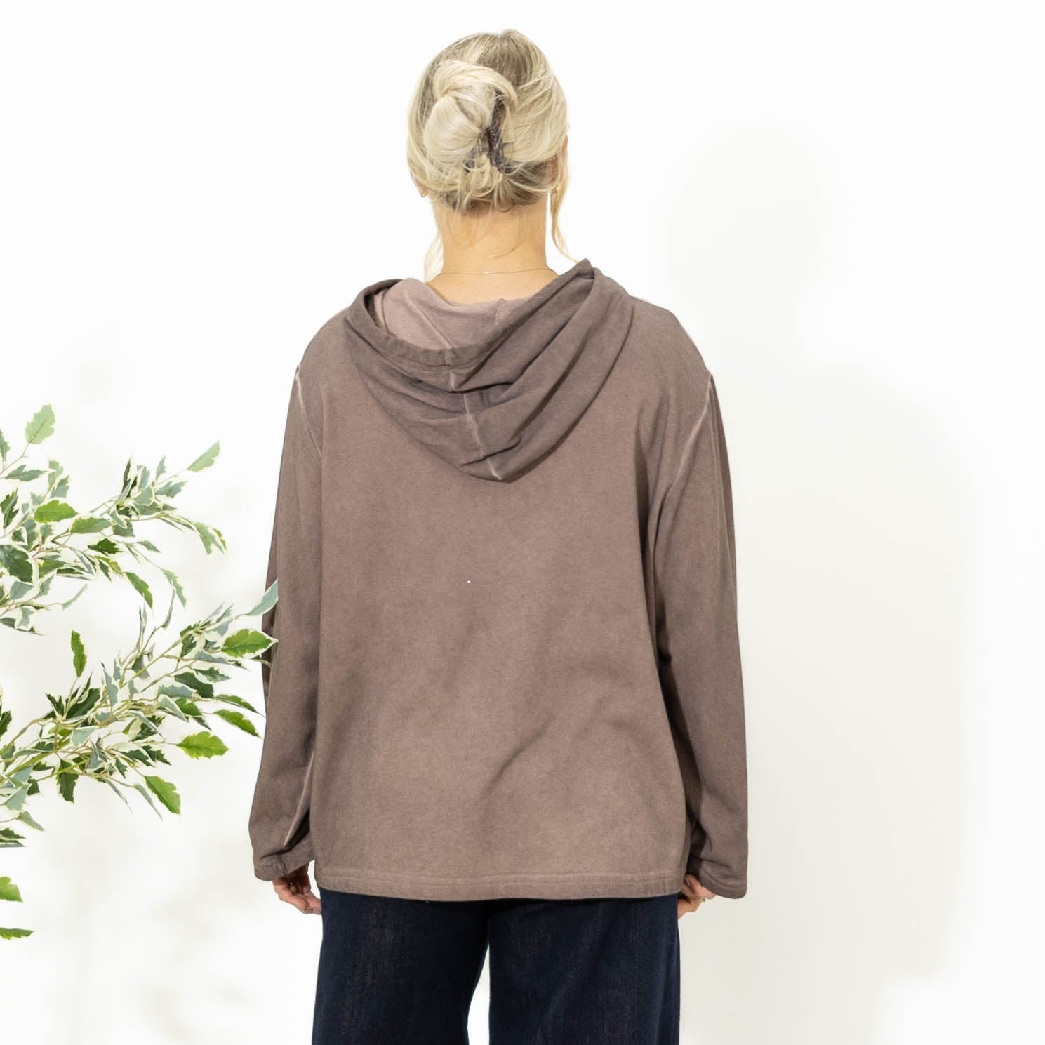 Alba sweatshirt m. hoodie, Choko