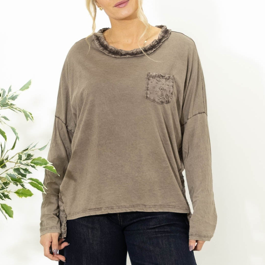 Kendra bomulds overdel, Taupe