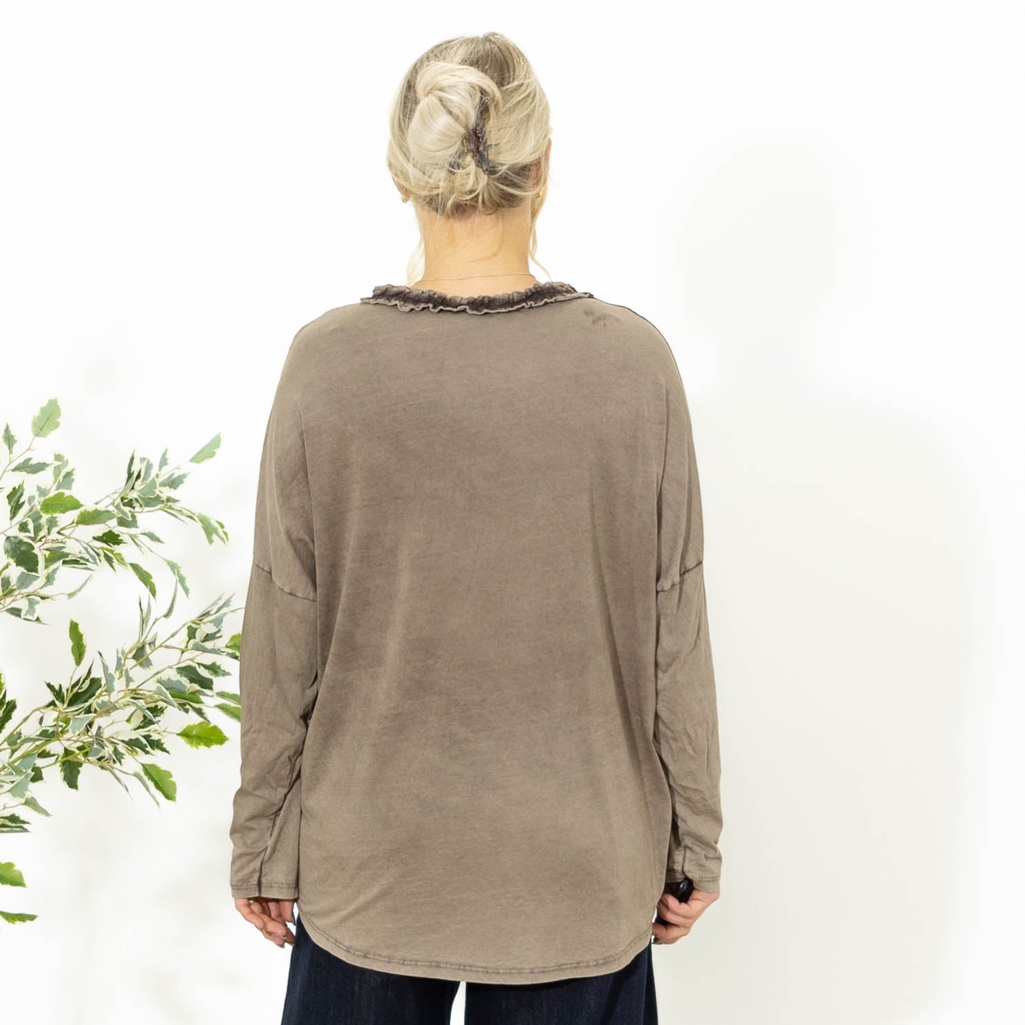 Kendra bomulds overdel, Taupe