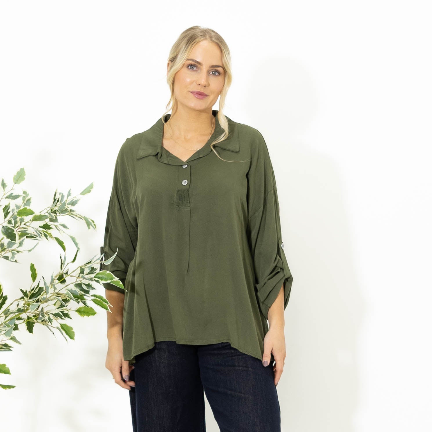 Fiona viskose overdel, Khaki