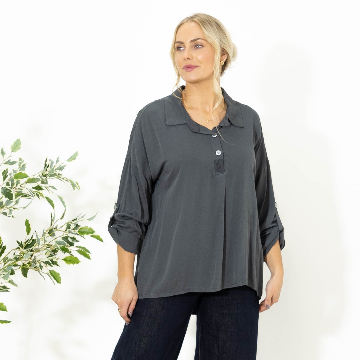 Fiona viskose overdel, Grå