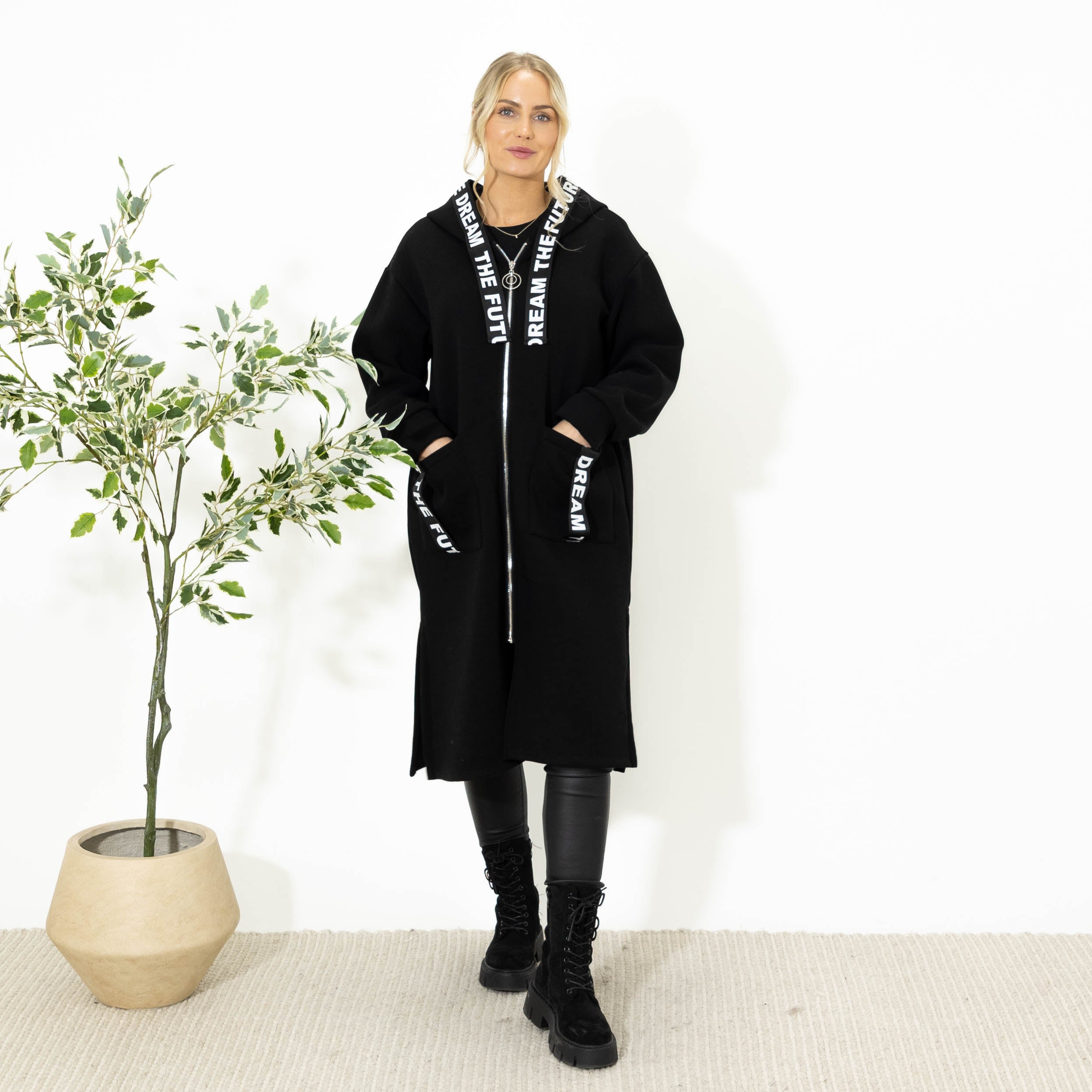 Puk lang sweatshirt, Sort