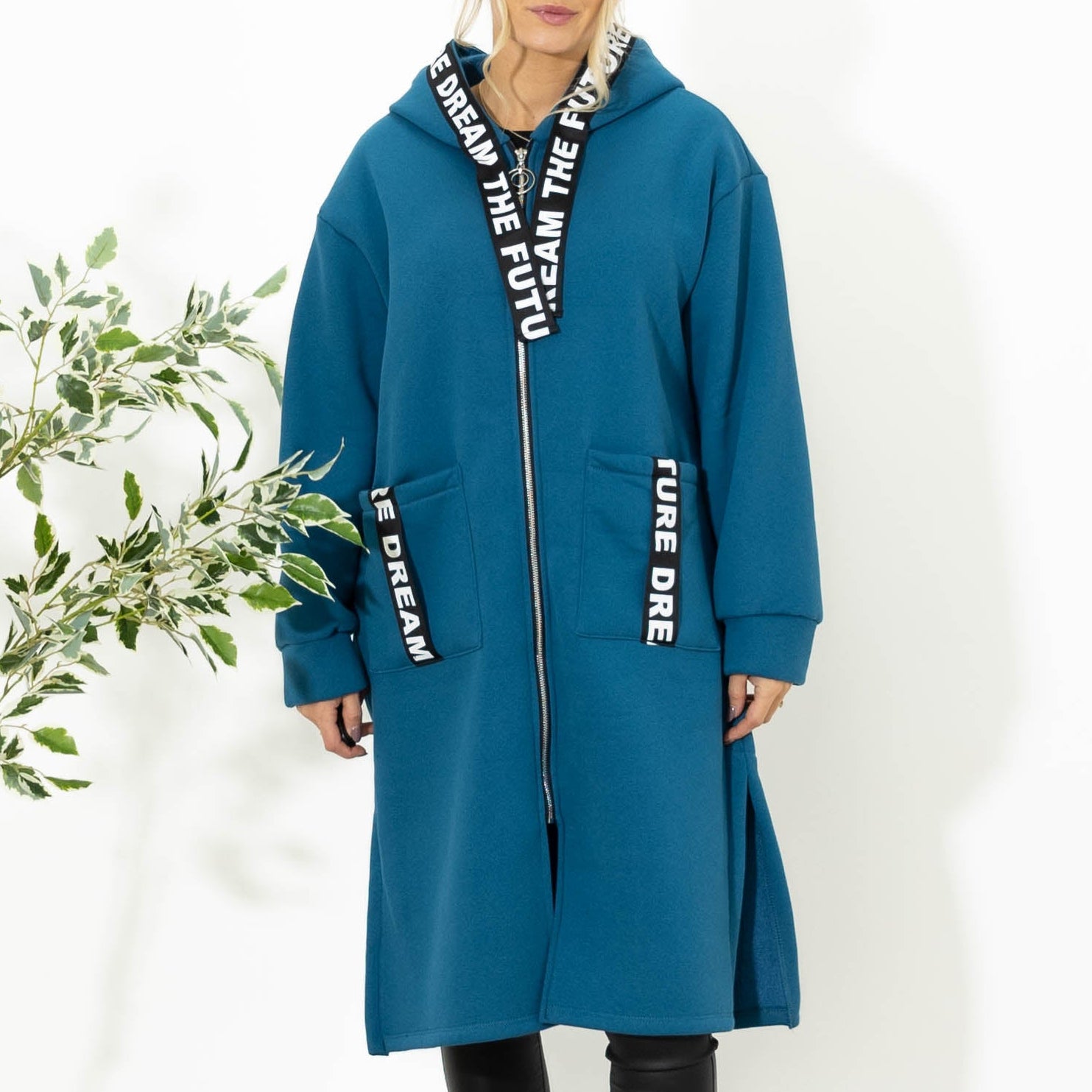 Puk lang sweatshirt, Petrol