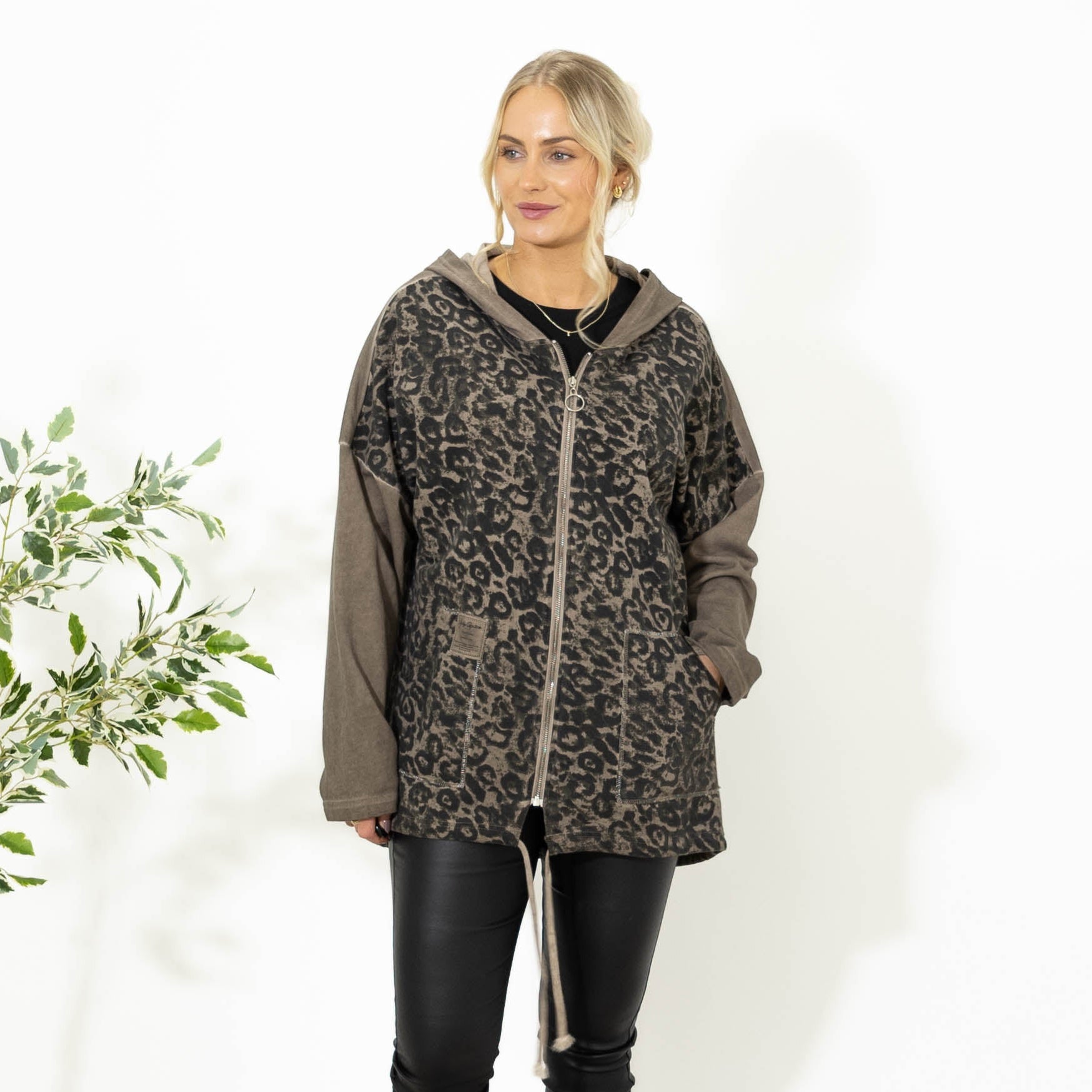 Gitte sweatshirt m. hoodie, Choko