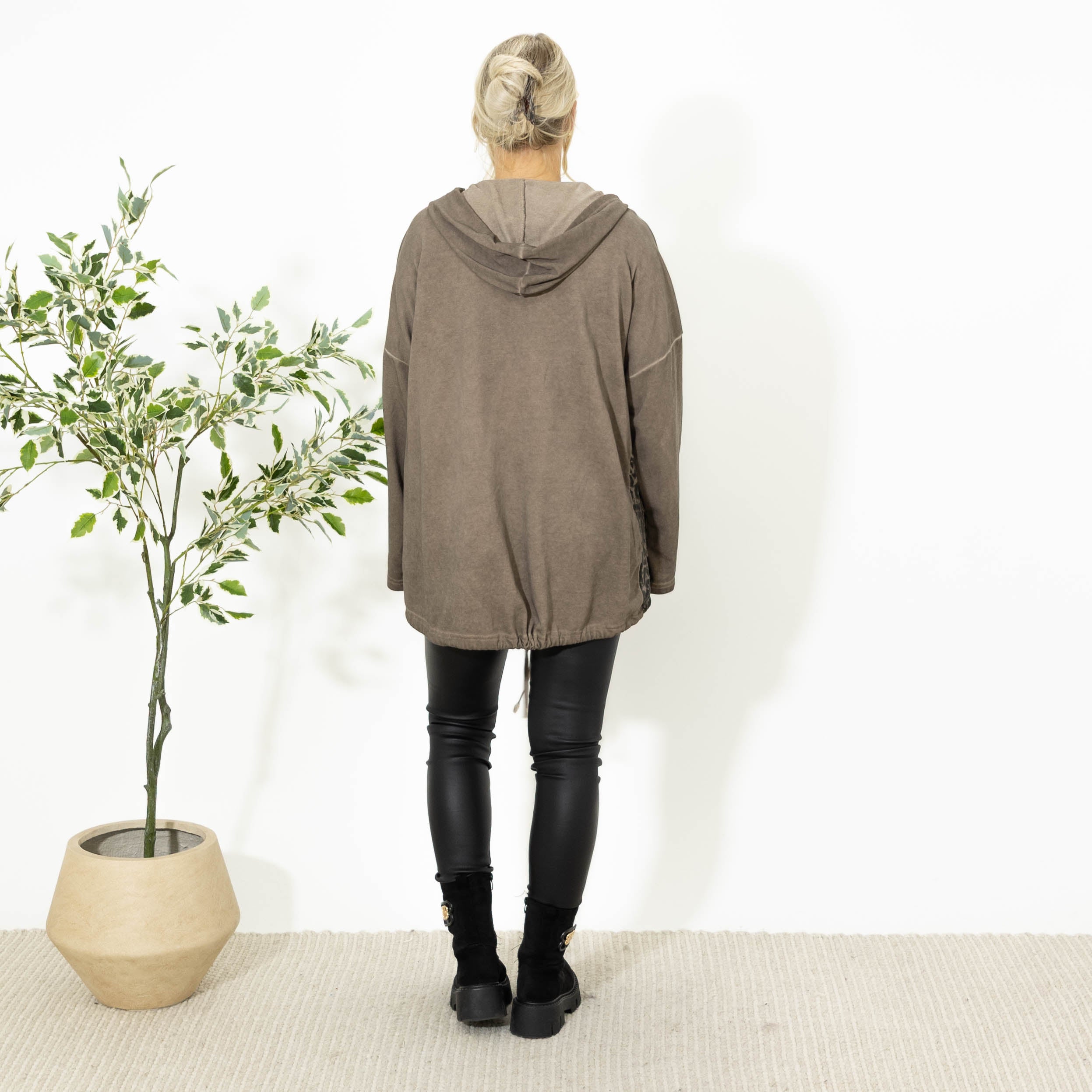 Gitte sweatshirt m. hoodie, Choko