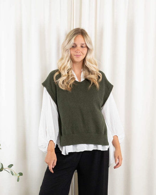 Vera slipover strik, Khaki