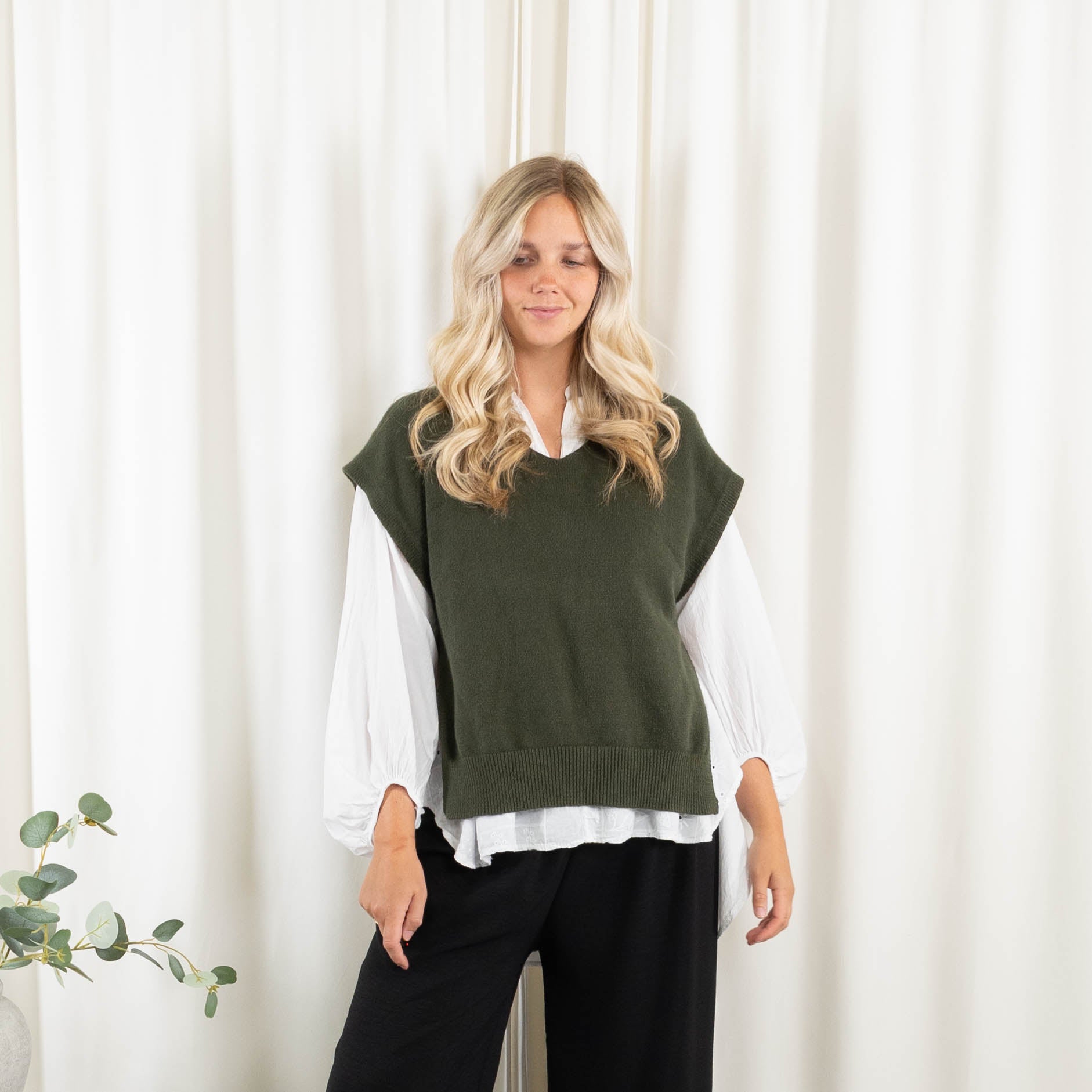Vera slipover strik, Khaki