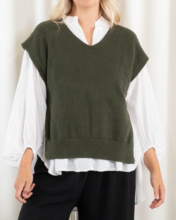 Vera slipover strik, Khaki