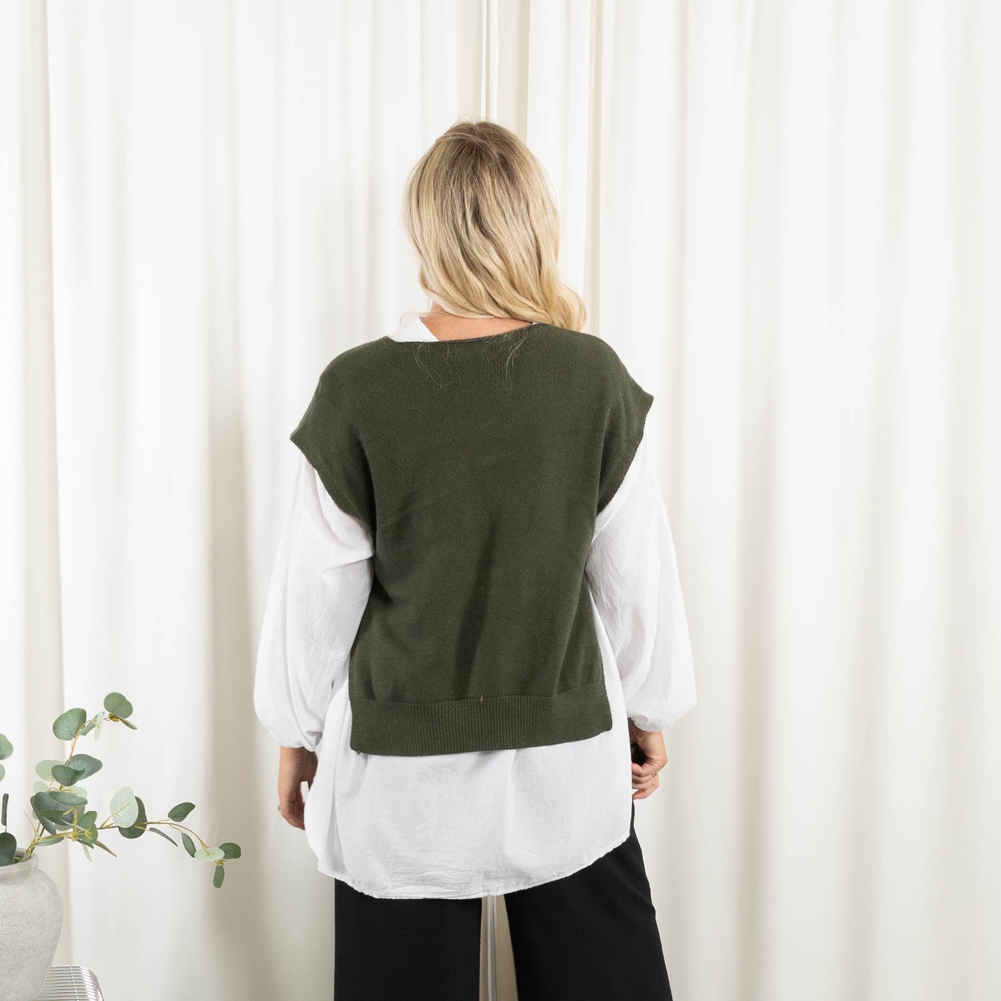 Vera slipover strik, Khaki