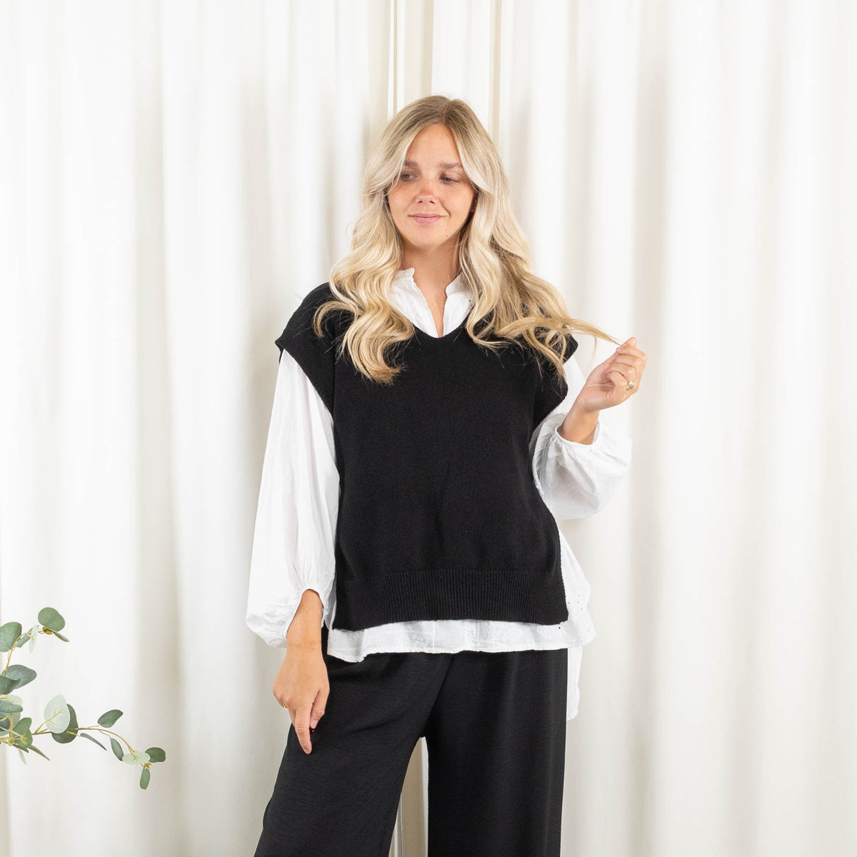 Vera slipover strik, Sort