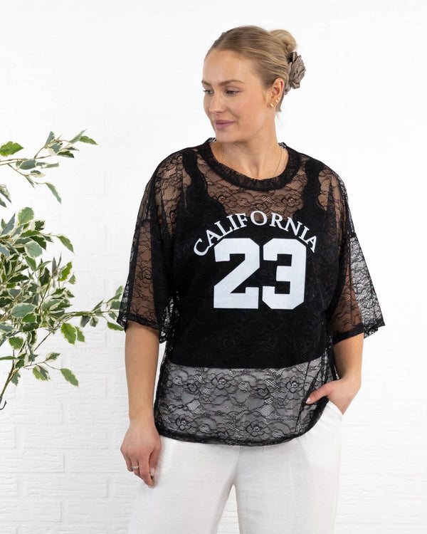 California mesh t-shirt, Sort