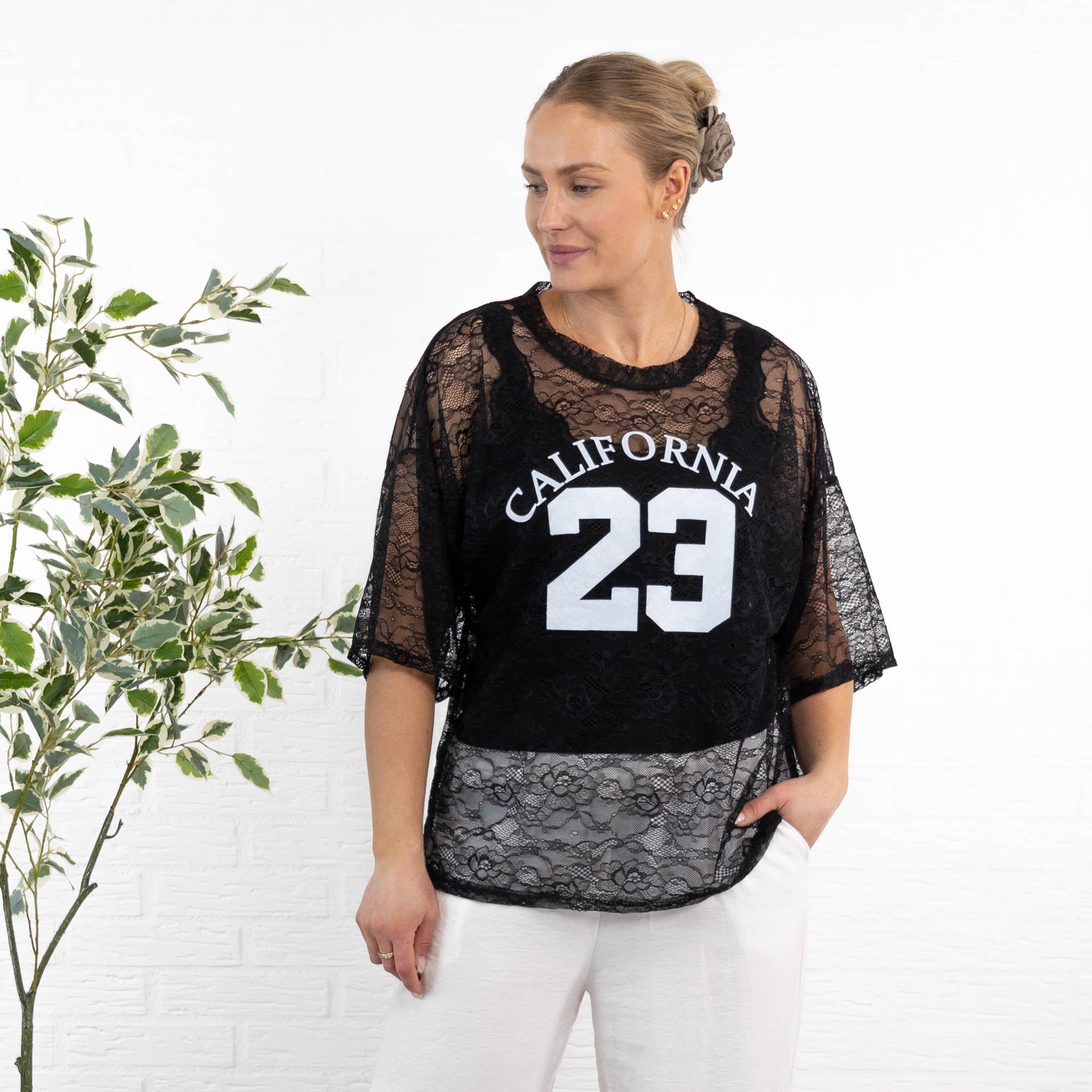 California mesh t-shirt, Sort