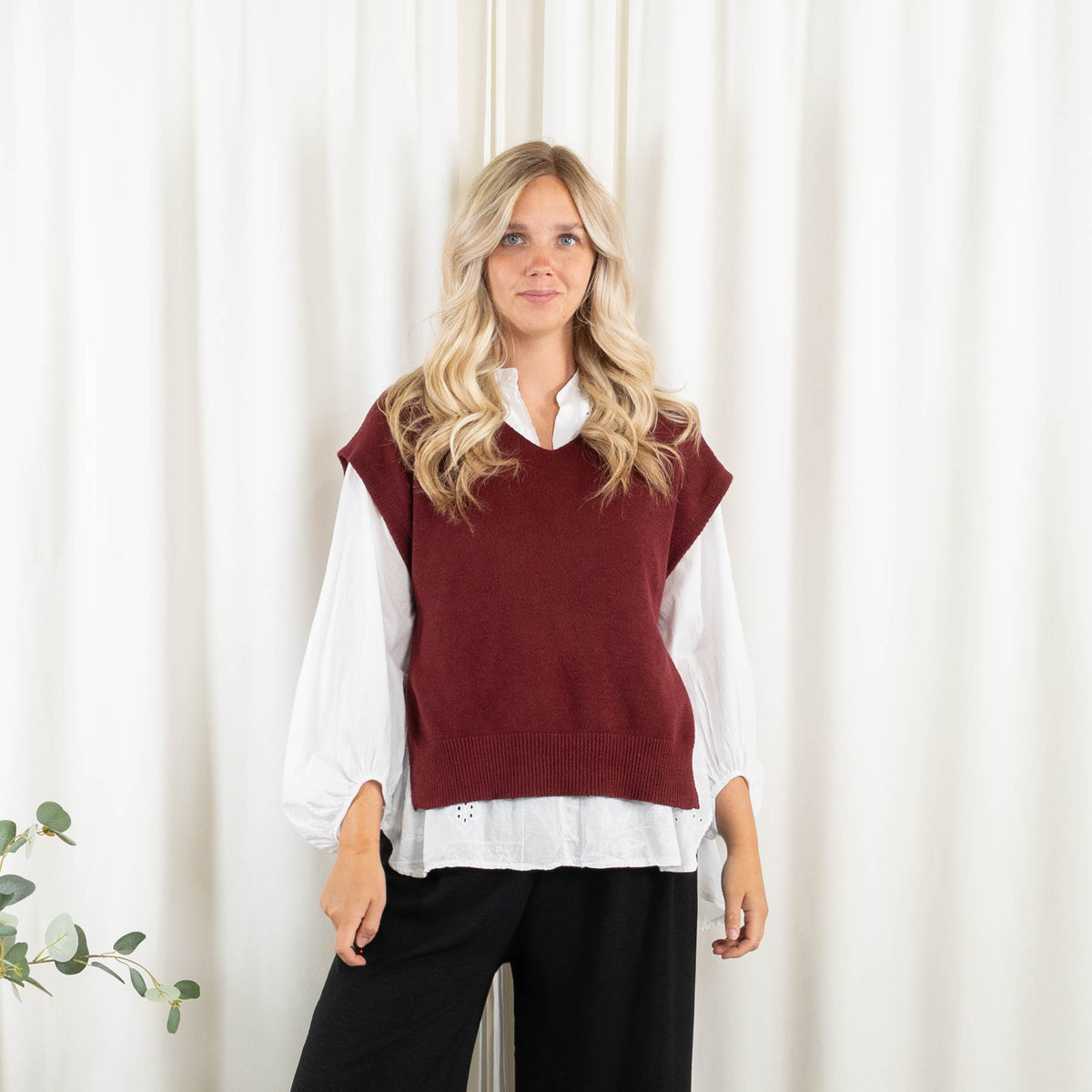 Vera slipover strik, Bordeaux