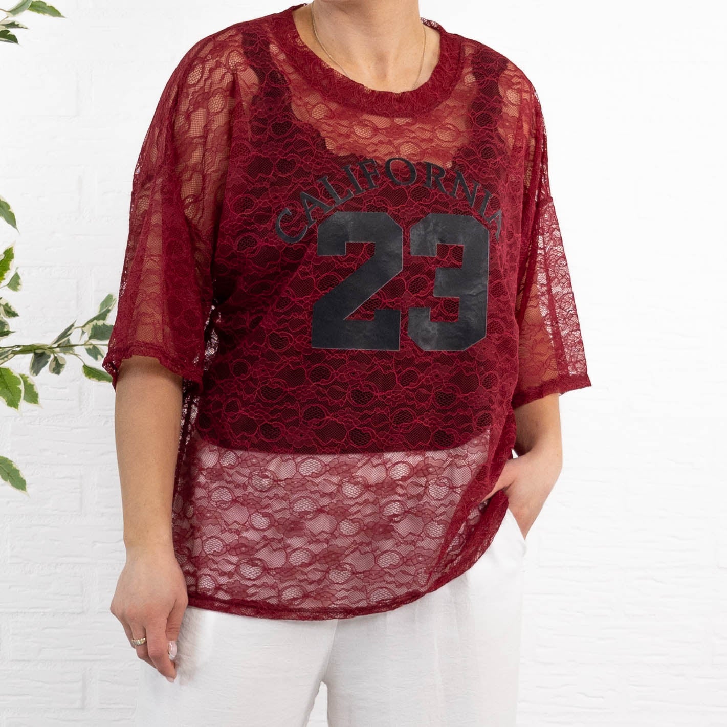 California mesh t-shirt, Bordeaux