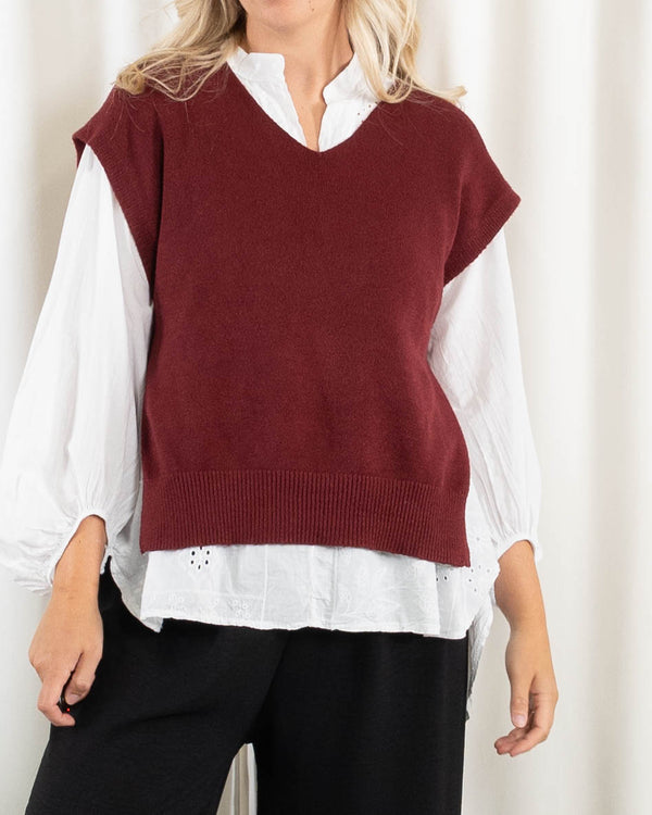 Vera slipover strik, Bordeaux