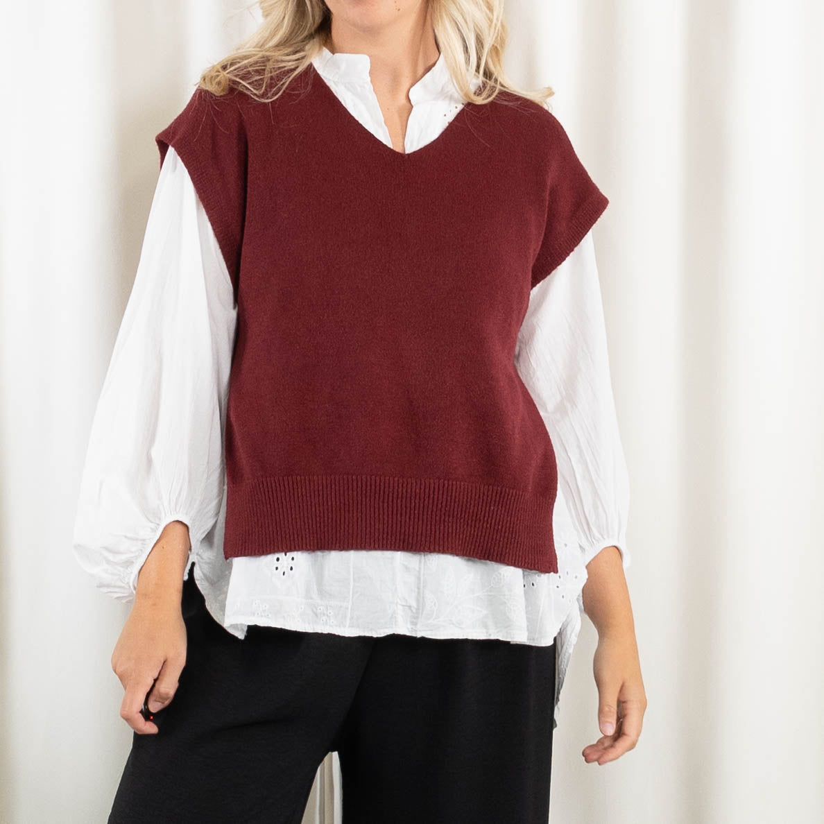 Vera slipover strik, Bordeaux