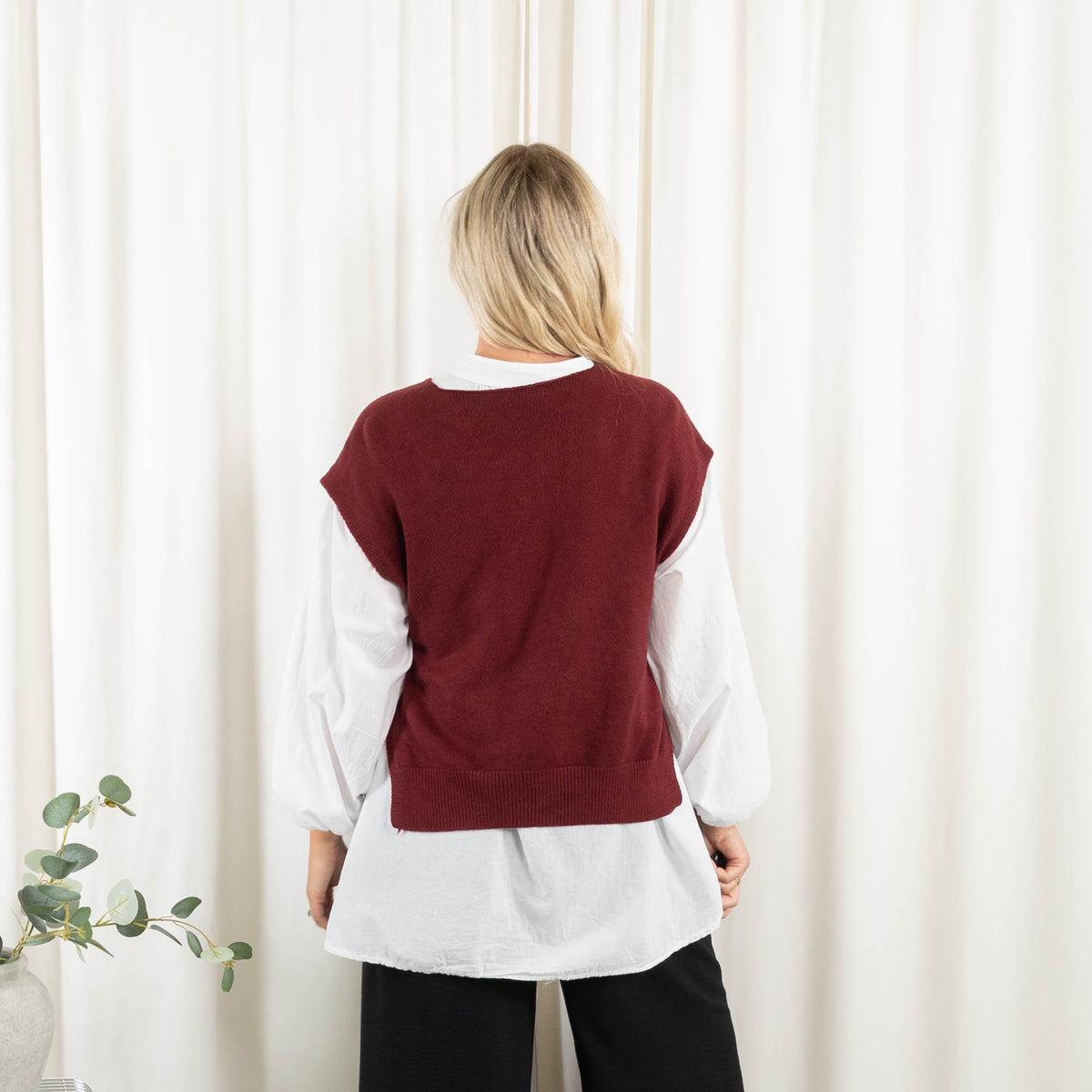 Vera slipover strik, Bordeaux