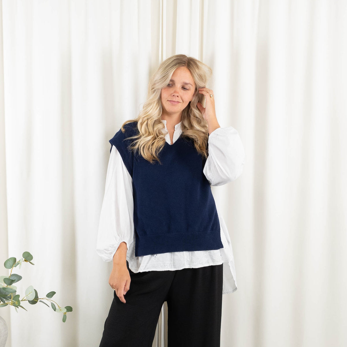 Vera slipover strik, Navy