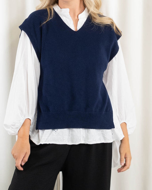 Vera slipover strik, Navy