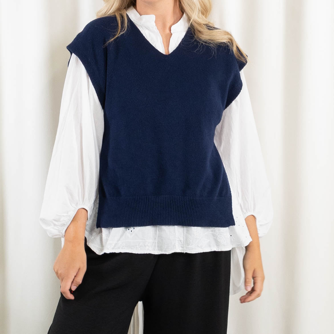 Vera slipover strik, Navy