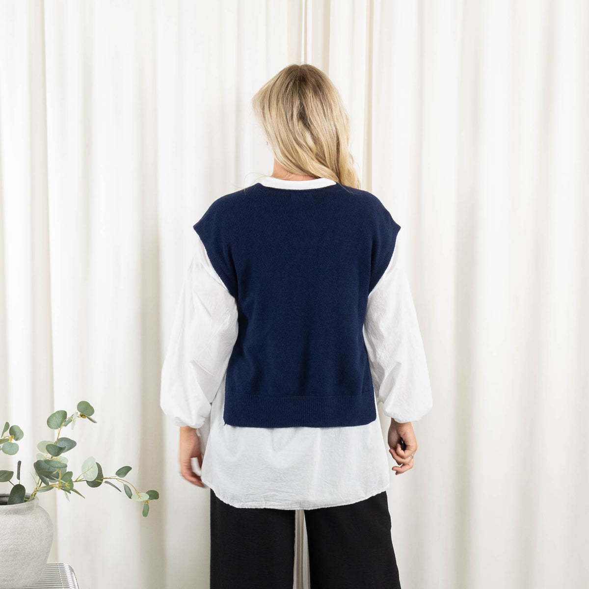 Vera slipover strik, Navy