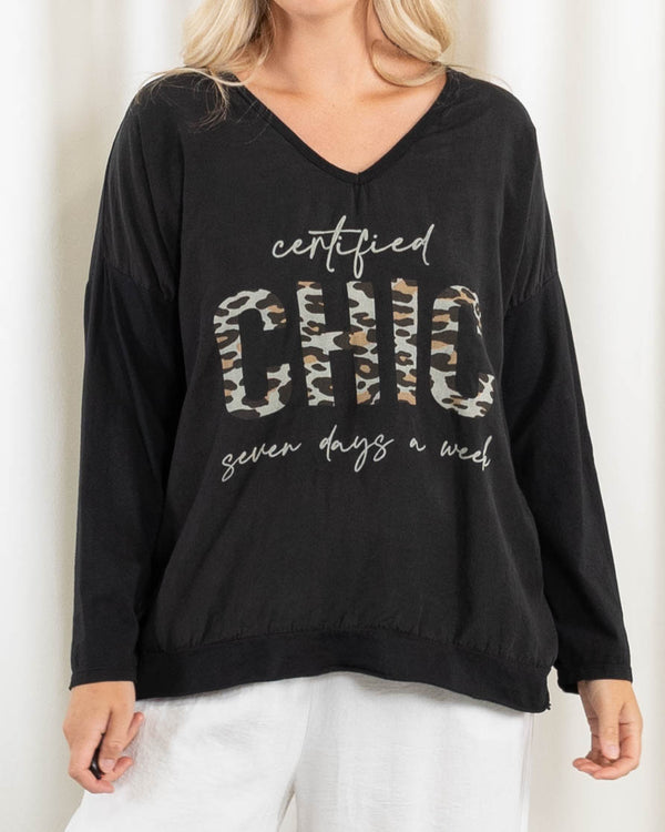 Chic t-shirt, Sort