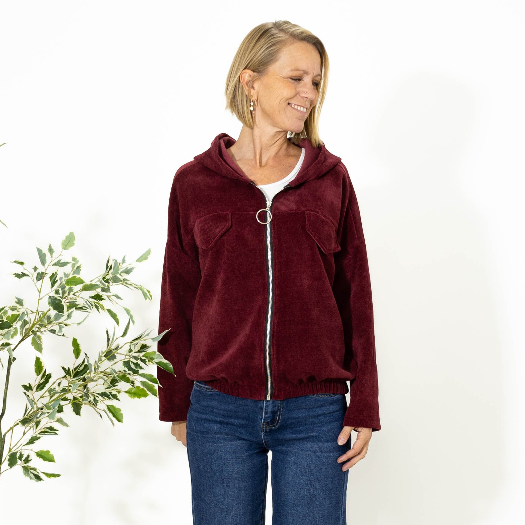 Ann chenille hoodie, Bordeaux