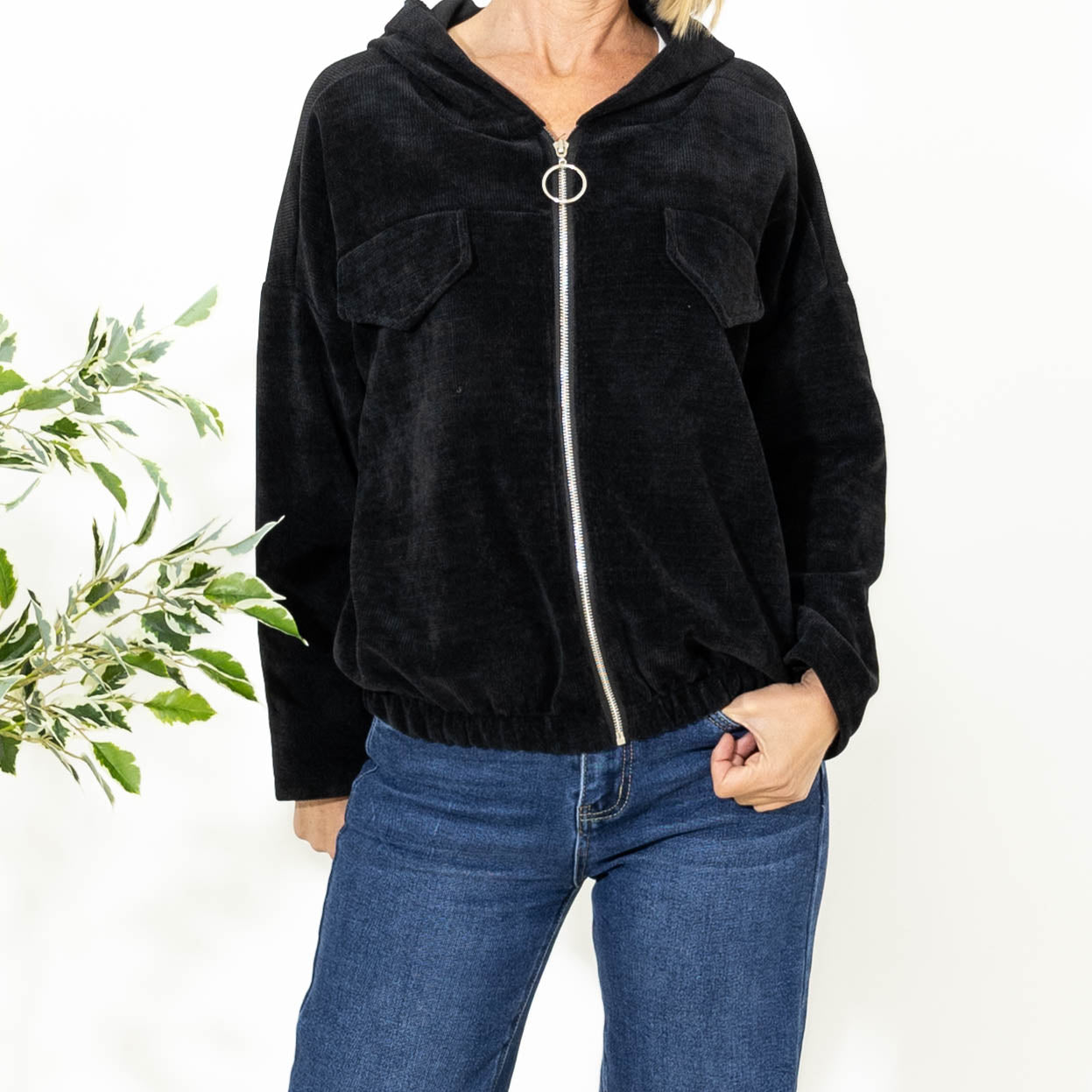 Ann chenille hoodie, Sort