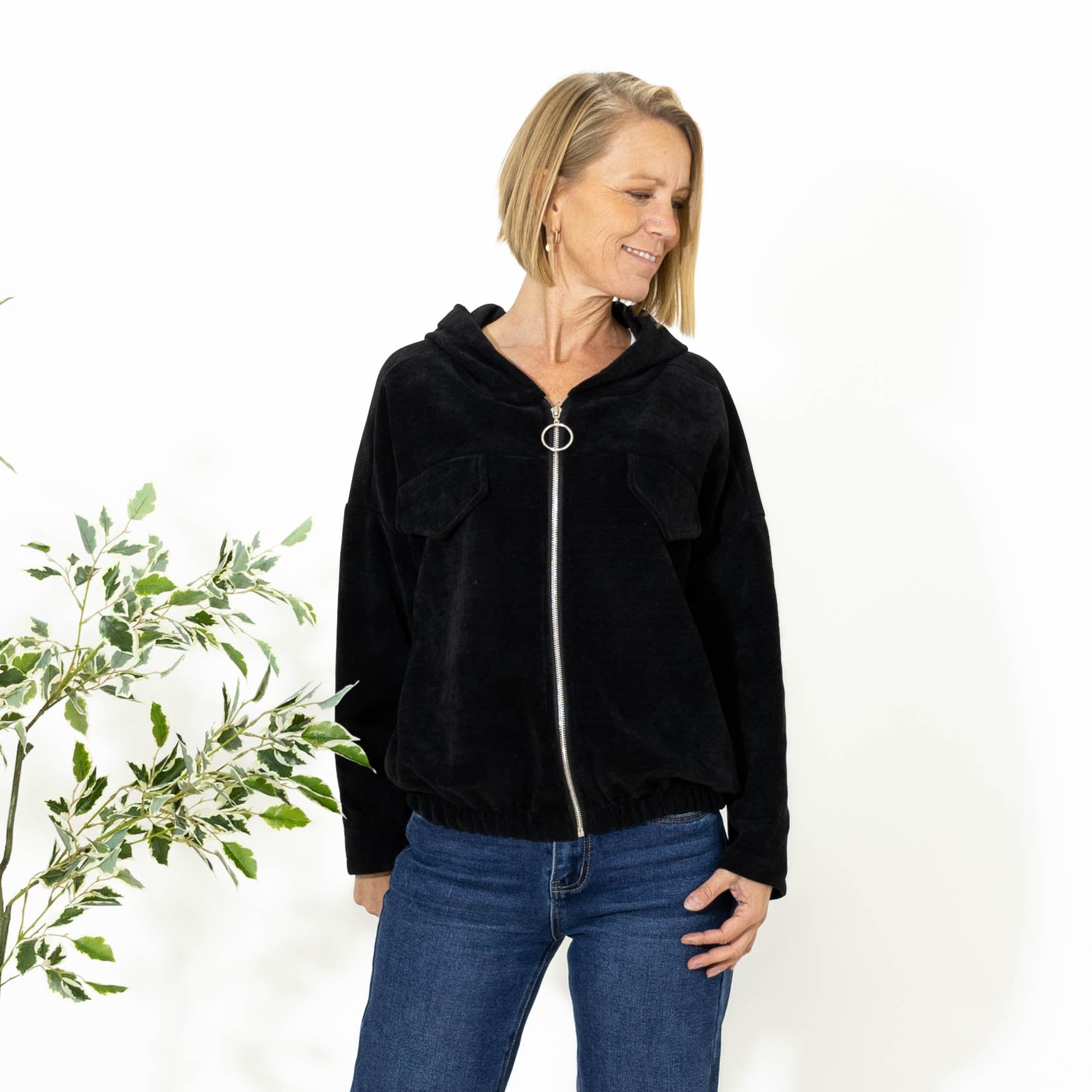 Ann chenille hoodie, Sort