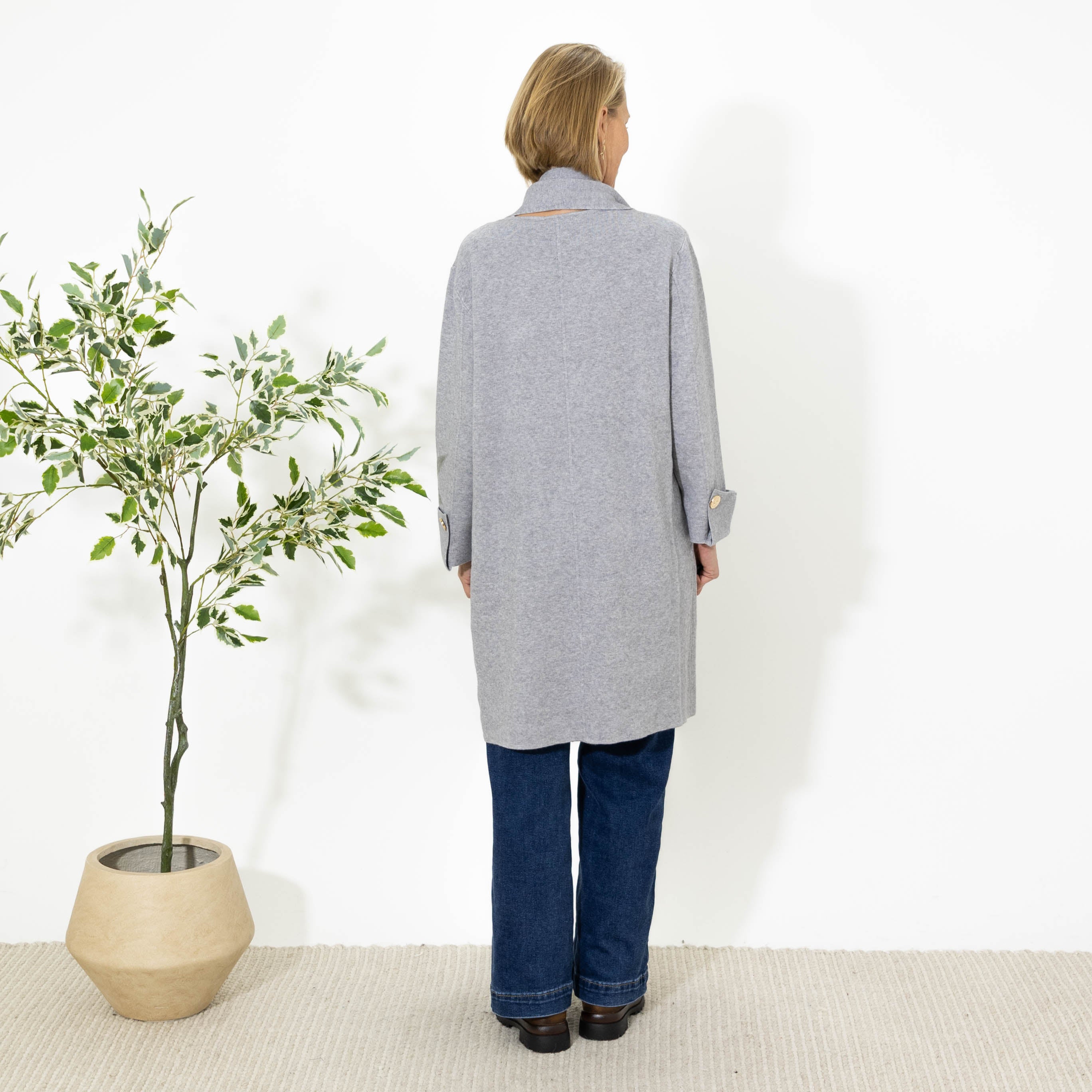 Janny cardigan m. tørklæde, Grå