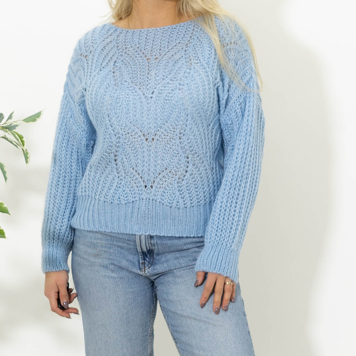 Nanny kort strik, Lyseblå