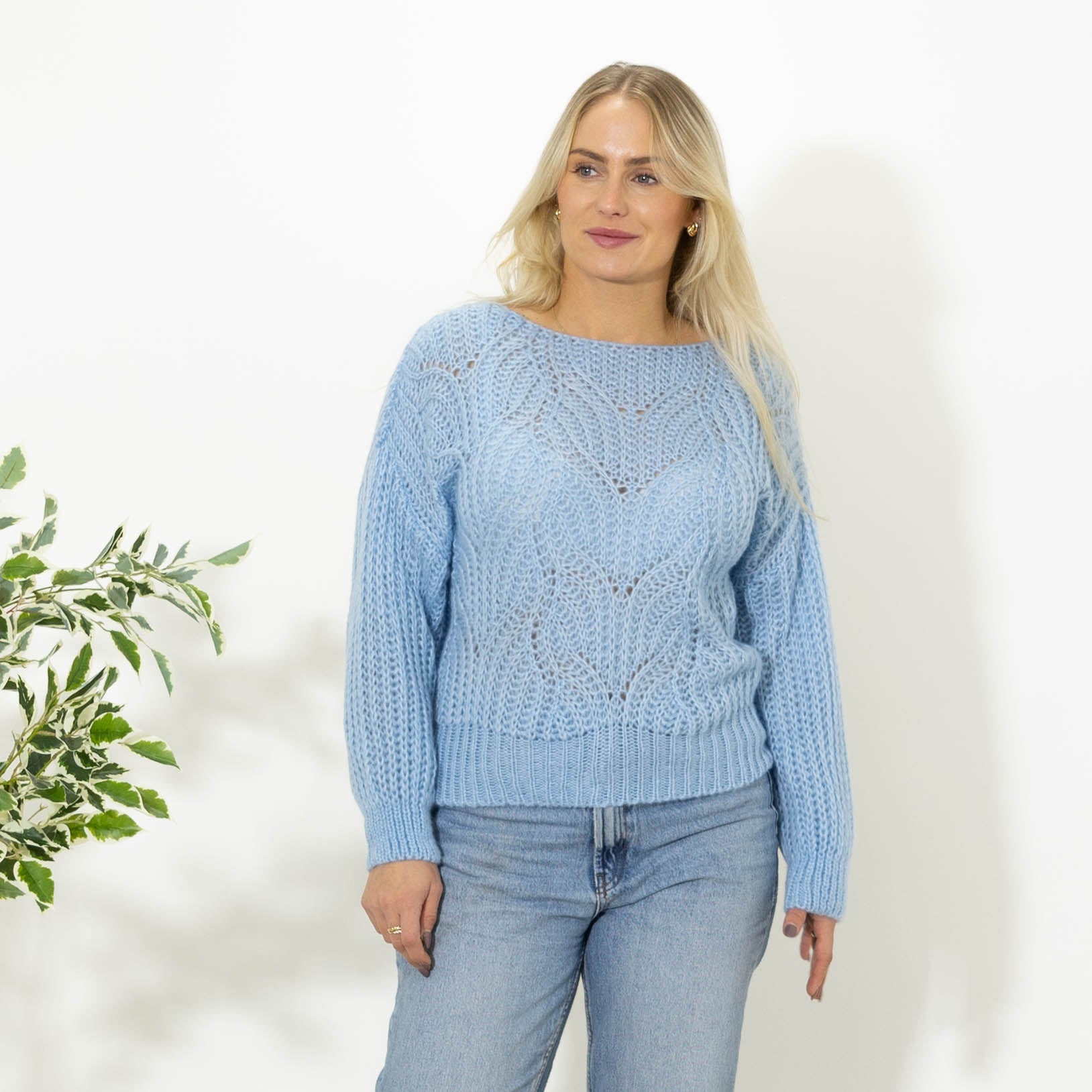 Nanny kort strik, Lyseblå